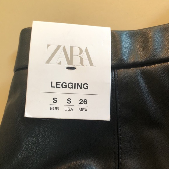 Zara BNWT black leather high rise leggings size small S - Picture 4 of 8